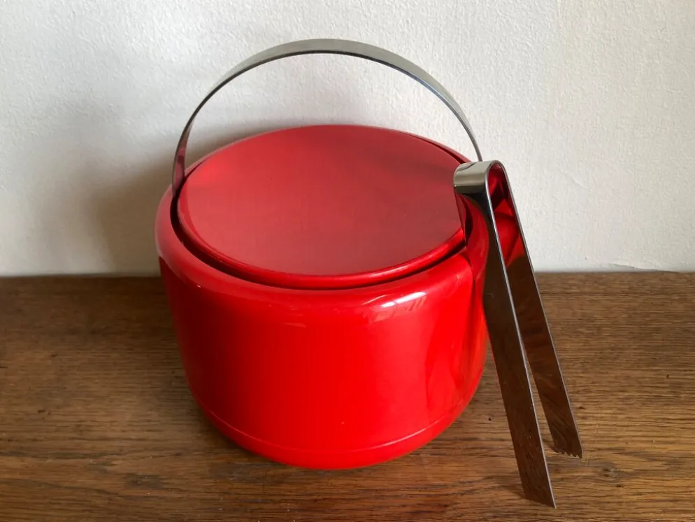 Seau à glace Stelton Denmark en abs rouge Space age pop 1960
