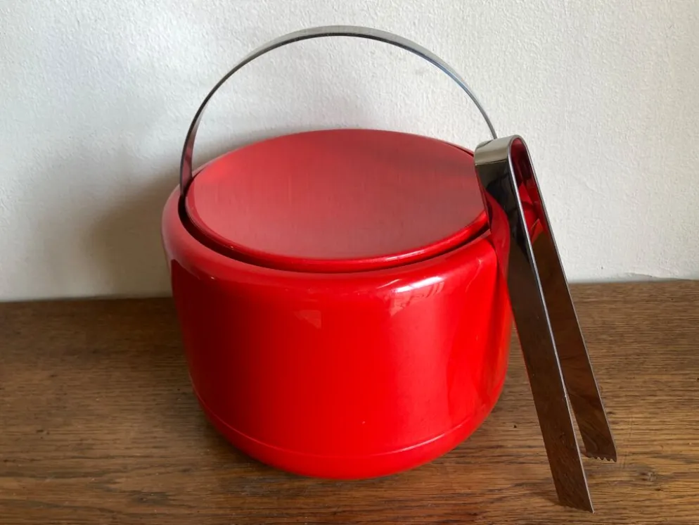 Seau à glace Stelton Denmark en abs rouge Space age pop 1960