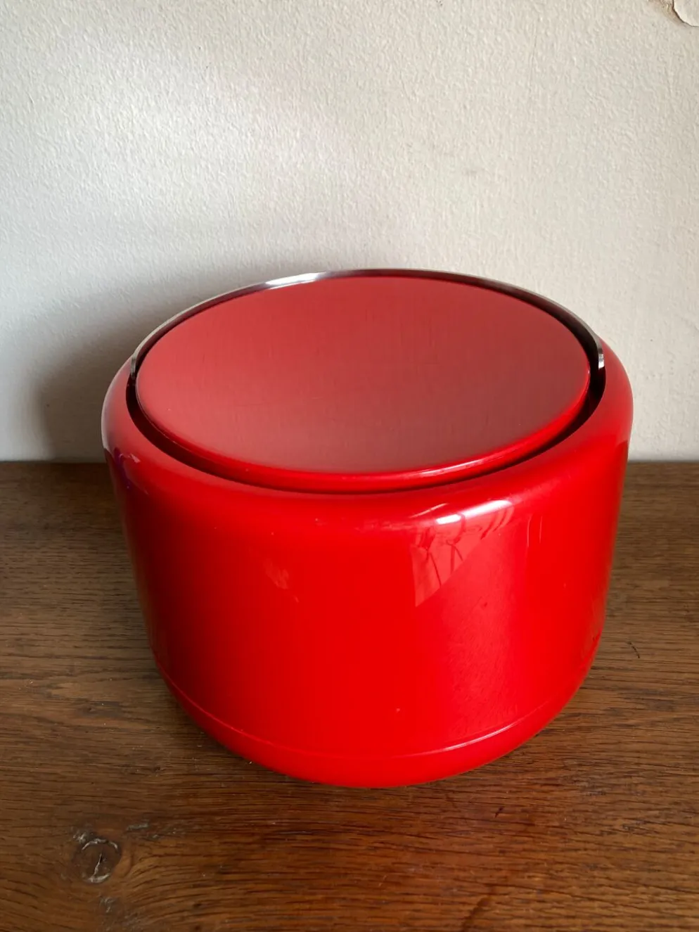 Seau à glace Stelton Denmark en abs rouge Space age pop 1960