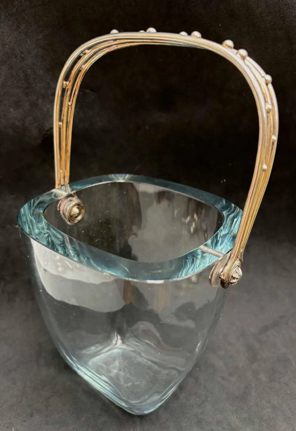 Seau à glace Strombergshyttan en argent sterling et verre artistique