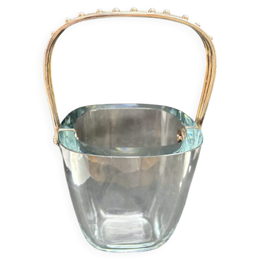 Seau à glace Strombergshyttan en argent sterling et verre artistique