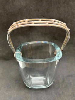 Seau à glace Strombergshyttan en argent sterling et verre artistique