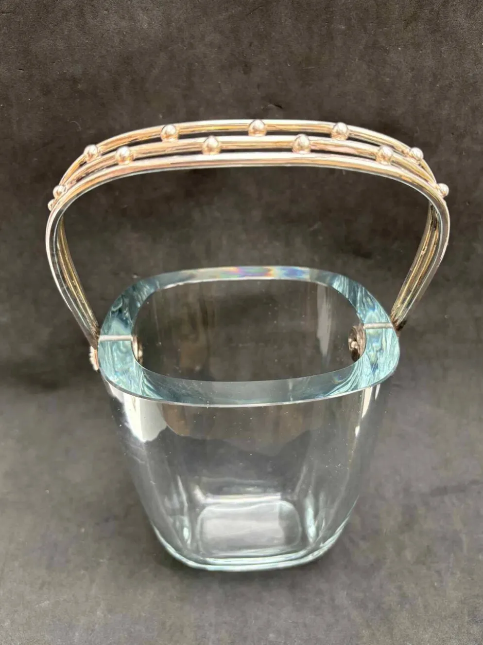 Seau à glace Strombergshyttan en argent sterling et verre artistique