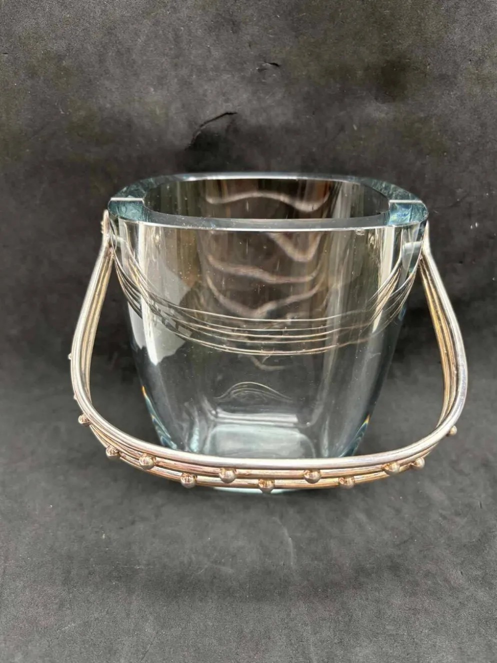 Seau à glace Strombergshyttan en argent sterling et verre artistique