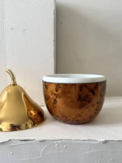 Seau à glace stylisé poire - lucite ecaille de tortue & laiton, France 1970