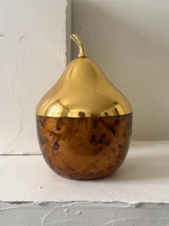 Seau à glace stylisé poire - lucite ecaille de tortue & laiton, France 1970