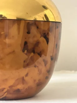 Seau à glace stylisé poire - lucite ecaille de tortue & laiton, France 1970