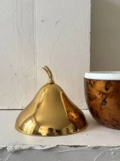 Seau à glace stylisé poire - lucite ecaille de tortue & laiton, France 1970