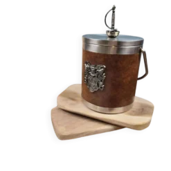 Seau à glace vintage chevalier – Blason et poignée épée – Années 60-70