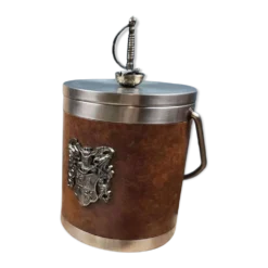 Seau à glace vintage chevalier – Blason et poignée épée – Années 60-70