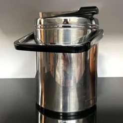 Seau à glace vintage en acier inoxydable avec couvercle et pinces, Japon