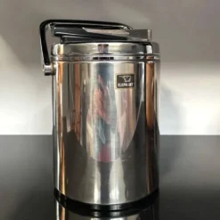 Seau à glace vintage en acier inoxydable avec couvercle et pinces, Japon
