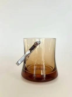Seau à glace vintage en verre ambré – années 70