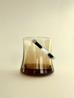 Seau à glace vintage en verre ambré – années 70