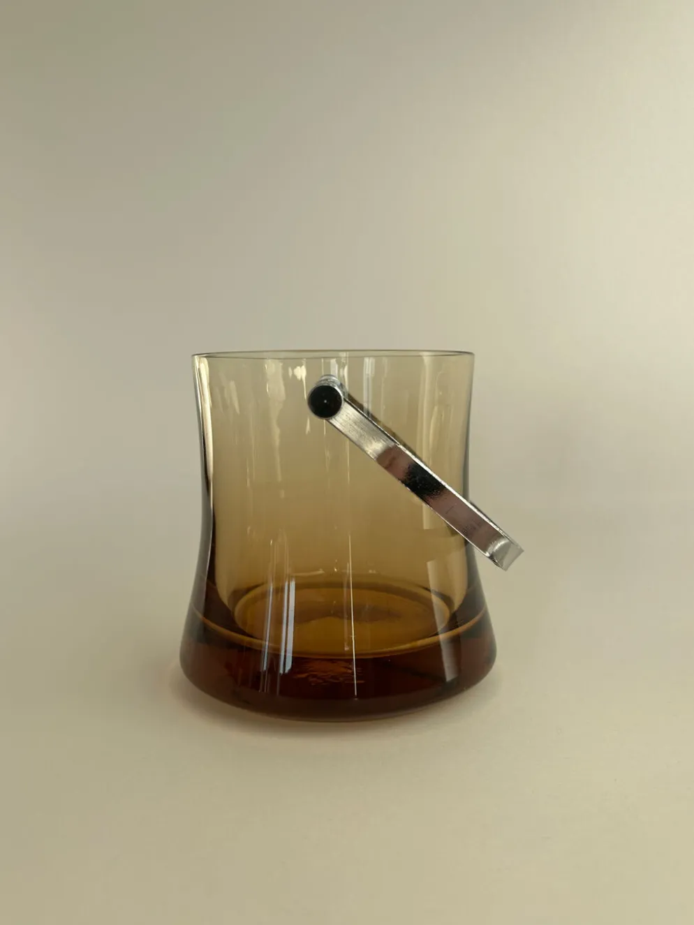 Seau à glace vintage en verre ambré – années 70