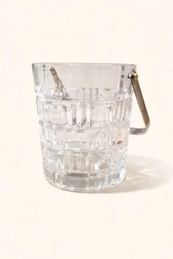 Seau à glace vintage en verre taillé avec anse métal – esprit bar années 60