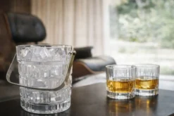 Seau à glace vintage en verre taillé avec anse métal – esprit bar années 60