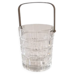 Seau à glace vintage en verre taillé avec anse métal – esprit bar années 60
