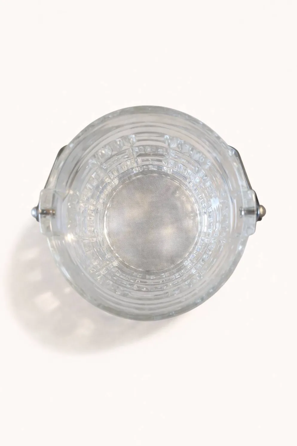 Seau à glace vintage en verre taillé avec anse métal – esprit bar années 60