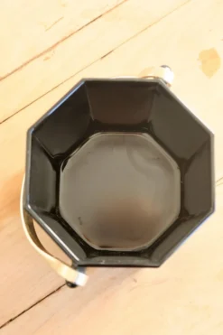 Seau à glace vintage Luminarc verre noir avec poignée en métal doré