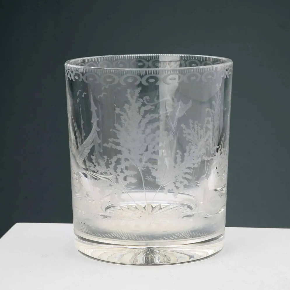 Seau à glace vintage Val Saint Lambert en cristal, Belgique, années 1930-40