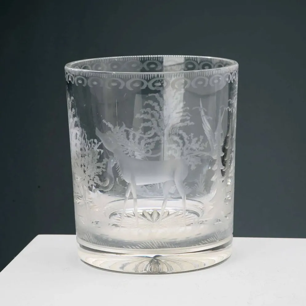 Seau à glace vintage Val Saint Lambert en cristal, Belgique, années 1930-40