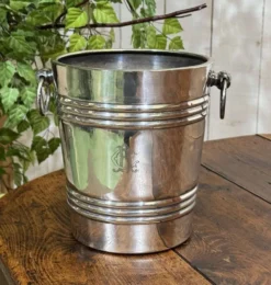 Seau à glaçe en métal argenté début XXème CAFE RICHE