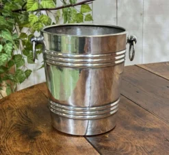 Seau à glaçe en métal argenté début XXème CAFE RICHE
