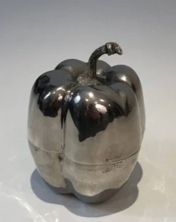 Seau à glaçon en métal argenté en forme de poivron