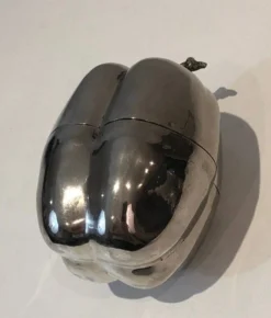 Seau à glaçon en métal argenté en forme de poivron