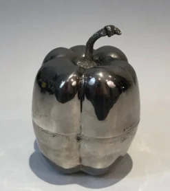 Seau à glaçon en métal argenté en forme de poivron