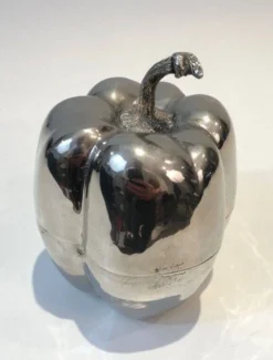 Seau à glaçon en métal argenté en forme de poivron