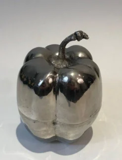 Seau à glaçon en métal argenté en forme de poivron