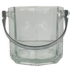 Seau à glaçon octogonal en verre et anse en métal, 1970/80, France