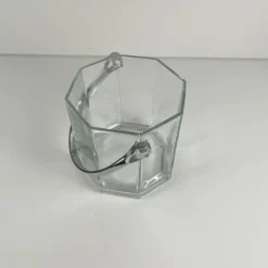 Seau à glaçon octogonal en verre et anse en métal, 1970/80, France
