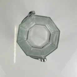 Seau à glaçon octogonal en verre et anse en métal, 1970/80, France