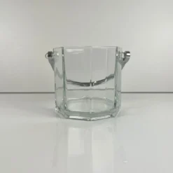 Seau à glaçon octogonal en verre et anse en métal, 1970/80, France