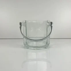 Seau à glaçon octogonal en verre et anse en métal, 1970/80, France