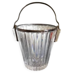 Seau à glaçons en cristal et anse plaqué argent