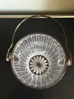 Seau à glaçons en cristal et anse plaqué argent