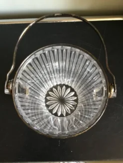 Seau à glaçons en cristal et anse plaqué argent