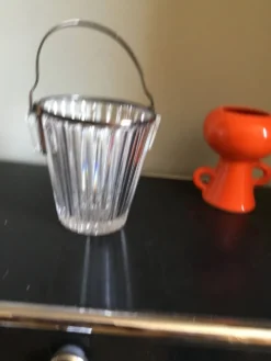 Seau à glaçons en cristal et anse plaqué argent