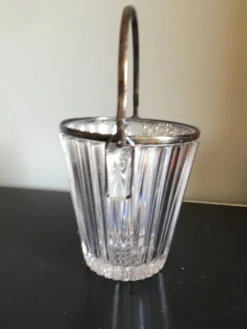Seau à glaçons en cristal et anse plaqué argent