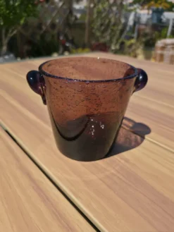 Seau à glaçons en verre bullé améthyste signé Biot
