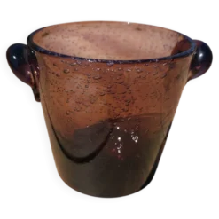 Seau à glaçons en verre bullé améthyste signé Biot