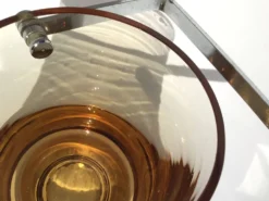 Seau à glaçons verre soufflé ambre 70’s