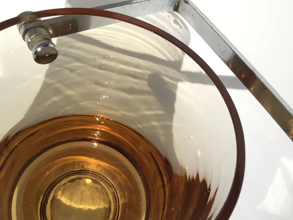 Seau à glaçons verre soufflé ambre 70’s