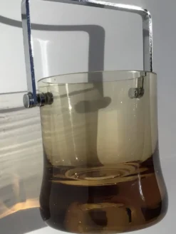Seau à glaçons verre soufflé ambre 70’s