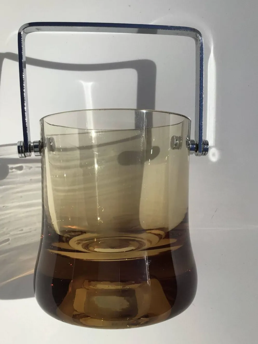 Seau à glaçons verre soufflé ambre 70’s