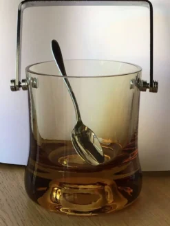 Seau à glaçons verre soufflé ambre 70’s